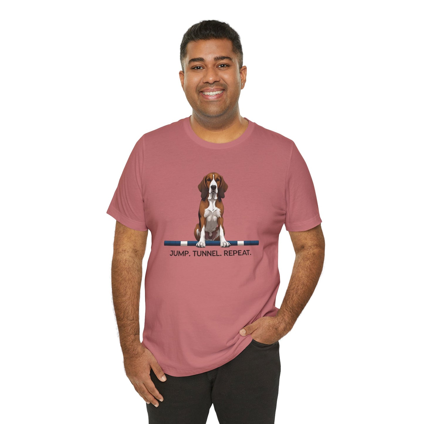 Dog Agility Tee, Fun Pet Lover Shirt, Jump Tunnel Repeat T-Shirt, Dog Enthusiast Apparel, Gift for Dog Owners